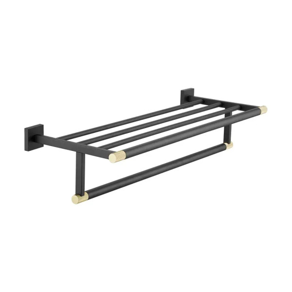Полка для полотенец Rose RG3008H, золото/черный. Фото 1