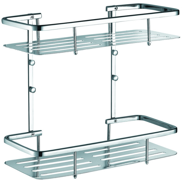 Полка прямоугольная двухэтажная Azario подвесная,хром (AZ-835-2). Фото 1