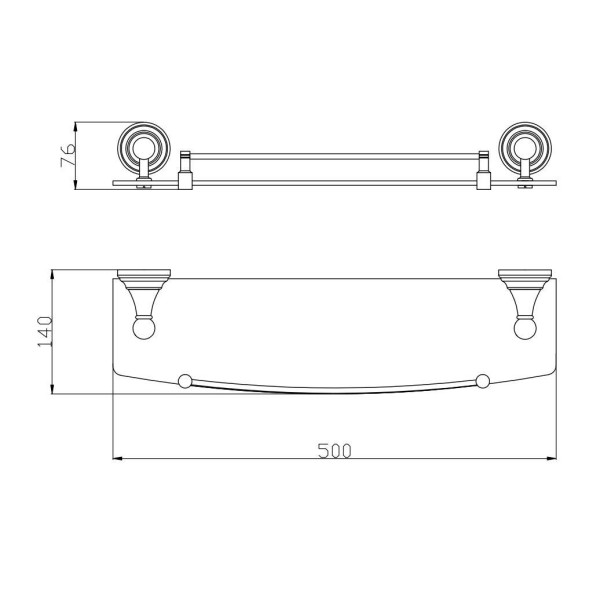 Полка стеклянная Rav Slezak MORAVA MKA0900/50SM, бронза. Фото 2