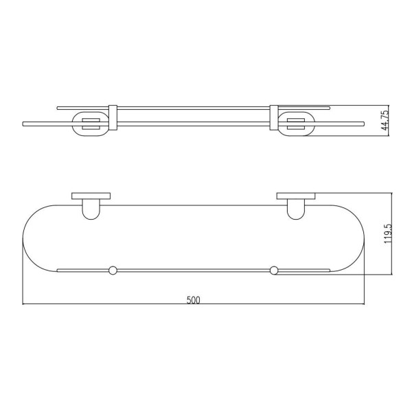 Полка стеклянная Rav Slezak YUKON YUA0900/50, хром. Фото 2
