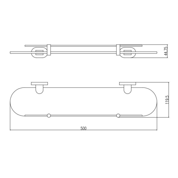 Полка стеклянная Rav Slezak YUKON YUA0900/50CB, хром/белый. Фото 2