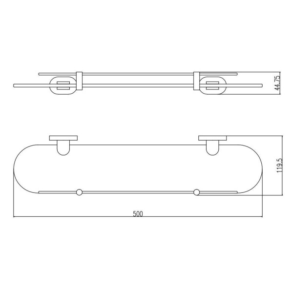Полка стеклянная Rav Slezak YUKON YUA0900/50CMATZ, черный/золото. Фото 2
