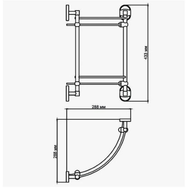 Полка стеклянная угловая D-Lin D262700, хром. Фото 2