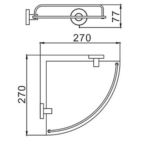 Полка стеклянная угловая D-Lin D264100, хром. Фото 2