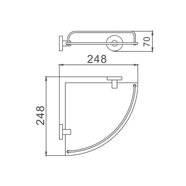 Полка стеклянная угловая D-Lin D264111, черный. Фото 2