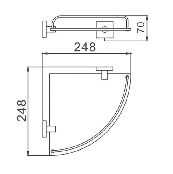 Полка стеклянная угловая D-Lin D264222, черный. Фото 2