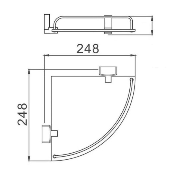 Полка стеклянная угловая D-Lin D264330, хром. Фото 2