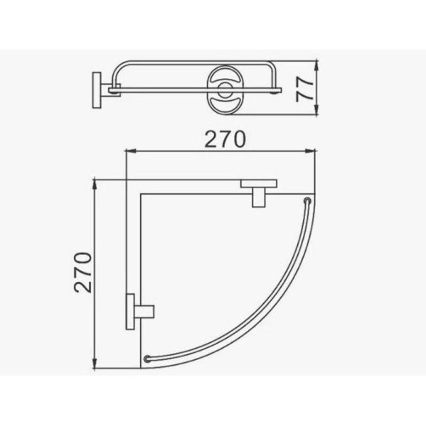 Полка стеклянная угловая D-Lin D264700, хром. Фото 2