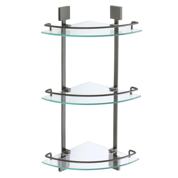 Полка угловая стеклянная Savol S-065322Q-3, графит. Фото 1