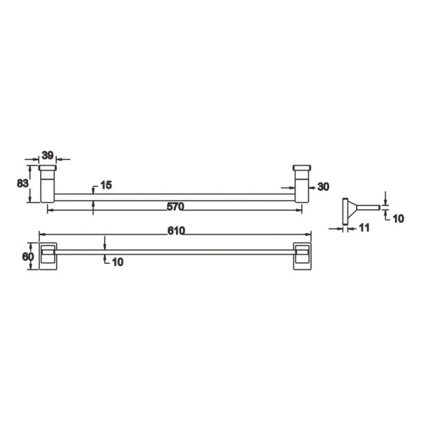 Полотенцедержатель Rose RG1617H, черный. Фото 2