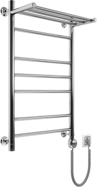 Полотенцесушитель электрический Маргроид Вид 10 с полкой форма лесенка 80х60 цвет Хром (B10Э8060сполкой). Фото 1