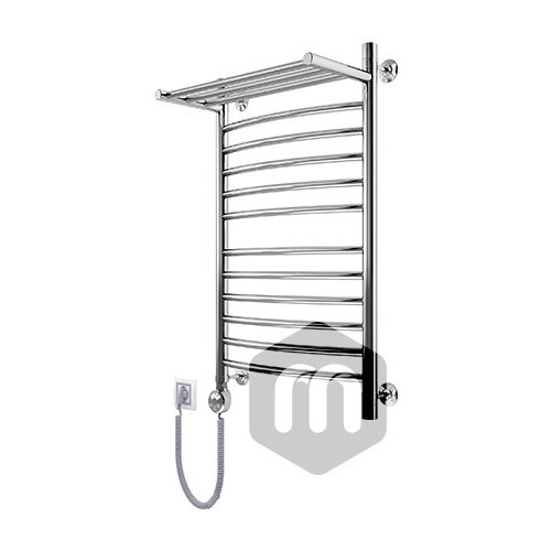 Полотенцесушитель электрический Маргроид Вид 5 Премиум с полкой форма лесенка 80х60 цвет Хром (B5ЭП8060сполкойлев). Фото 1