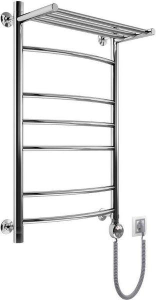 Полотенцесушитель электрический Маргроид Вид 5 с полкой форма 100х50 цвет Хром (B5Э10050сполкойправ). Фото 1