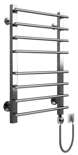 Полотенцесушитель электрический Маргроид Вид 61 профильный форма лесенка 80х55 цвет Хром (B61Э805055проф(полированный)прав). Фото 1