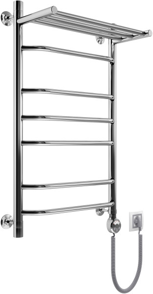 Полотенцесушитель электрический Маргроид Вид 7 с полкой форма 80х60 цвет Хром (B7Э8060сполкойлев). Фото 1