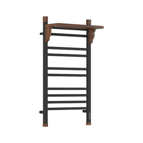 Полотенцесушитель электрический OPADIRIS Лоренцо OS41359BN с полкой, черный матовый/светлый орех. Фото 2