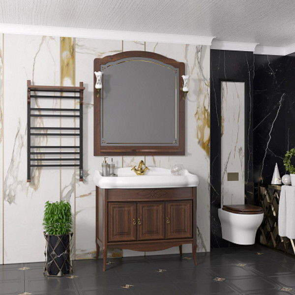 Полотенцесушитель электрический OPADIRIS Лоренцо OS41359BN с полкой, черный матовый/светлый орех. Фото 5