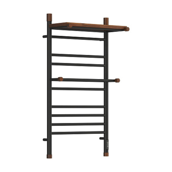Полотенцесушитель электрический OPADIRIS Палермо OS24359BN с полкой, черный матовый/светлый орех. Фото 2
