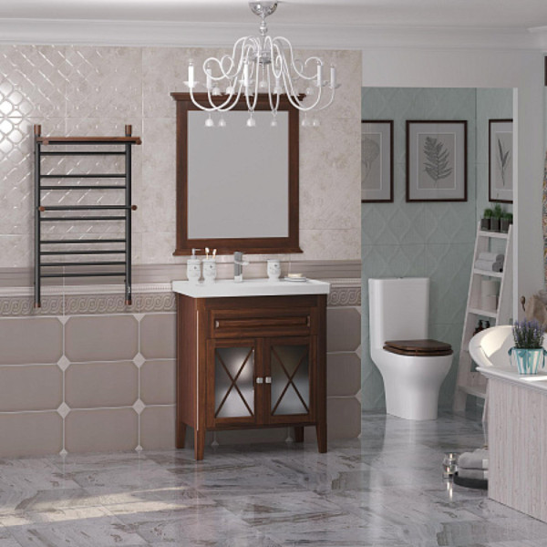 Полотенцесушитель электрический OPADIRIS Палермо OS24359BN с полкой, черный матовый/светлый орех. Фото 5