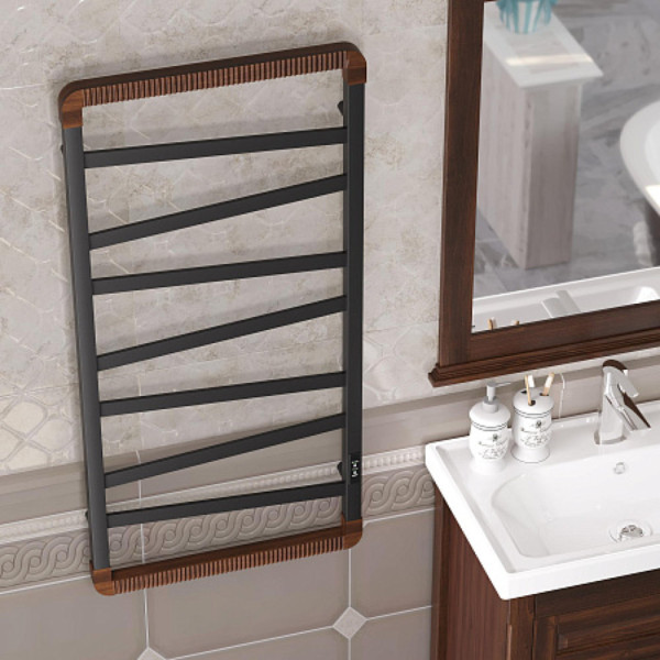 Полотенцесушитель электрический OPADIRIS Соренто OS01351BN черный матовый/светлый орех. Фото 4