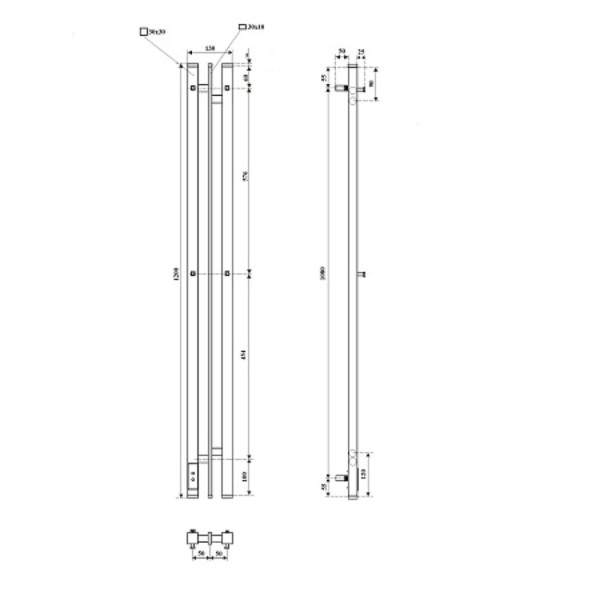 Полотенцесушитель электрический Point Фрея PN20712GB П2 100x1200 диммер слева, графит блеск. Фото 2