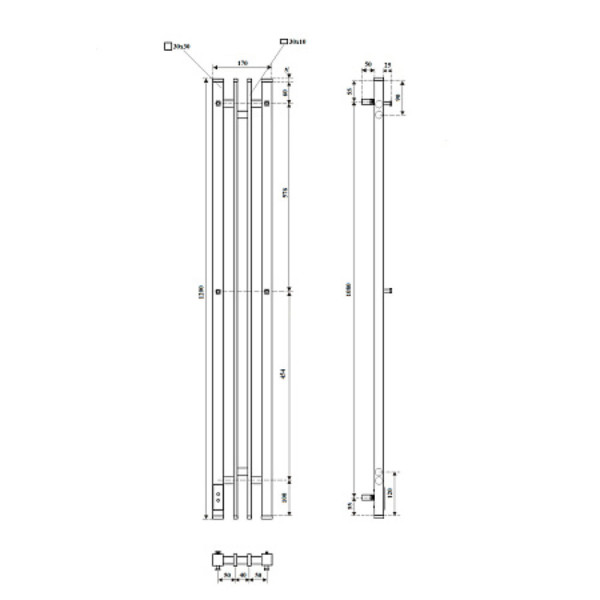 Полотенцесушитель электрический Point Фрея PN20722B П2 140x1200 диммер слева, черный. Фото 2