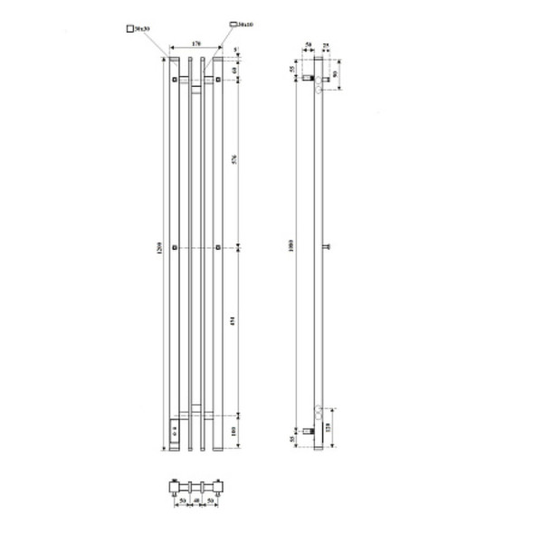 Полотенцесушитель электрический Point Фрея PN20722GB П2 140x1200 диммер слева, графит блеск. Фото 2