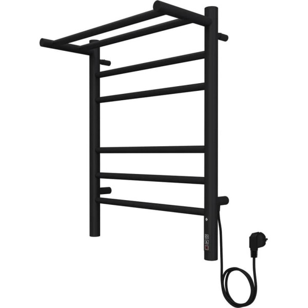 Полотенцесушитель электрический с полкой Terminus Аврора П6 45х60 КС 905, черный матовый. Фото 3