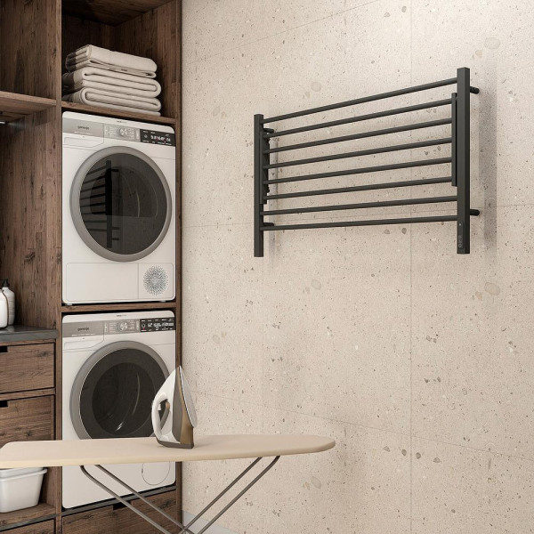 Полотенцесушитель электрический с полкой Terminus Горизонт П8 100х60 КС, черный муар. Фото 4