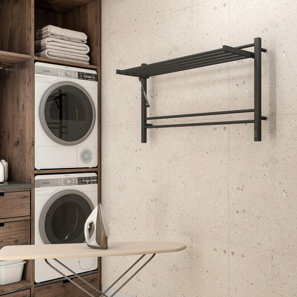 Полотенцесушитель электрический с полкой Terminus Горизонт П8 100х60 КС, черный муар. Фото 5