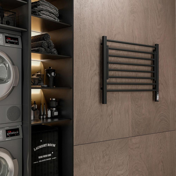 Полотенцесушитель электрический с полкой Terminus Горизонт П8 60х60 КС, черный муар. Фото 4