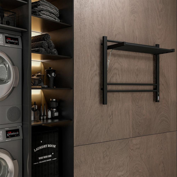 Полотенцесушитель электрический с полкой Terminus Горизонт П8 60х60 КС, черный муар. Фото 5