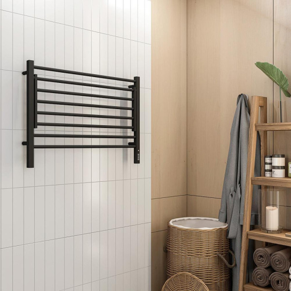 Полотенцесушитель электрический с полкой Terminus Горизонт П8 80х60 КС, черный муар. Фото 4