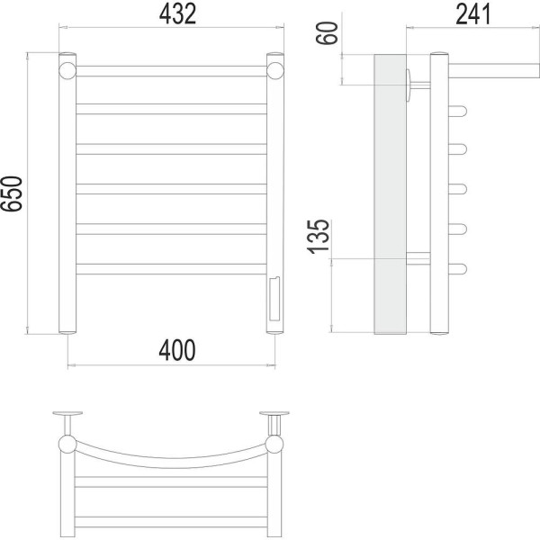 Полотенцесушитель электрический с полкой Terminus Классик П6 40х65. Фото 2
