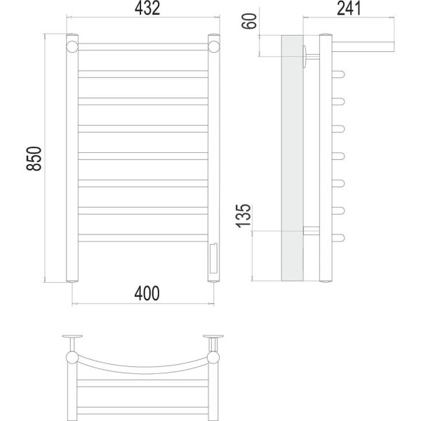 Полотенцесушитель электрический с полкой Terminus Классик П8 40х85. Фото 2