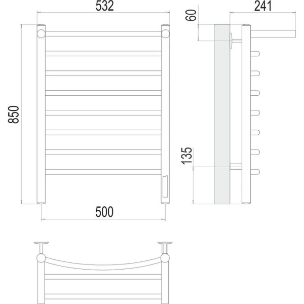 Полотенцесушитель электрический с полкой Terminus Классик П8 50х85. Фото 2
