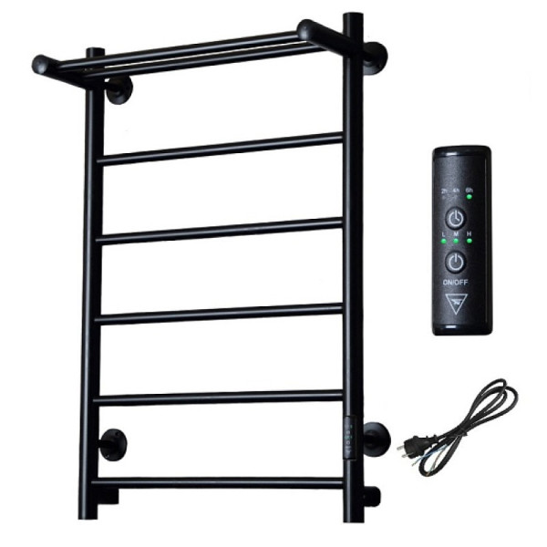 Полотенцесушитель электрический с полочкой (лесенка) Тругор Аспект Пэк сп 1 П 80х50 см, черный. Фото 1