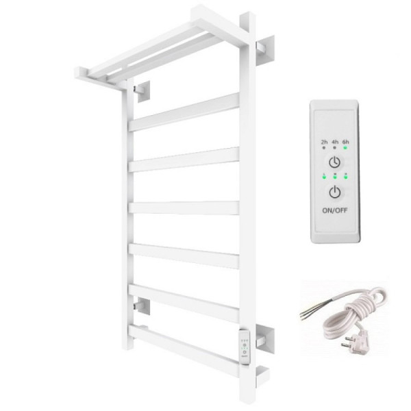 Полотенцесушитель электрический с полочкой (лесенка) Тругор Пэк сп 20 кв П 80х50 см, белый. Фото 1