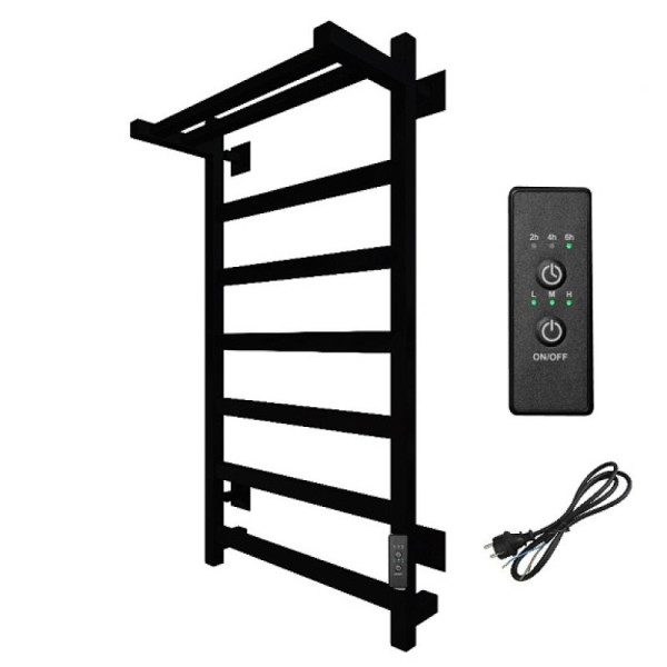 Полотенцесушитель электрический с полочкой (лесенка) Тругор Пэк сп 20 кв П 80х50 см, черный. Фото 1