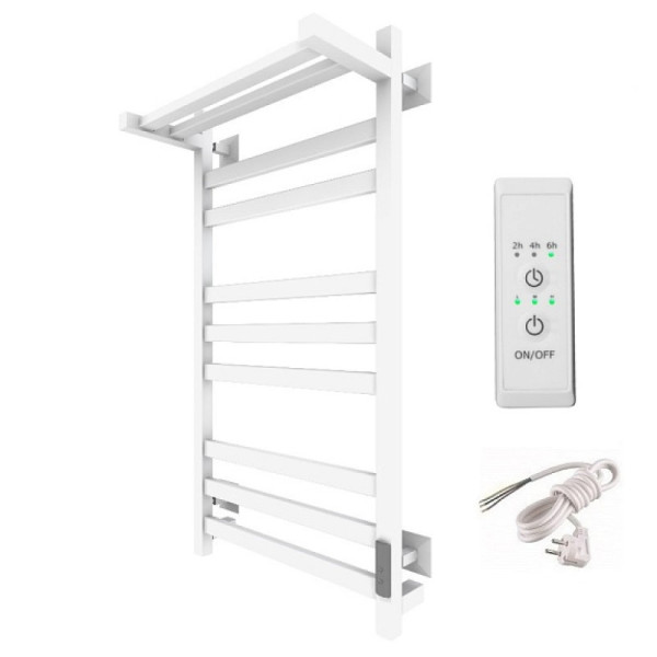 Полотенцесушитель электрический с полочкой (лесенка) Тругор Пэк сп 21 кв П 80х50 см, белый. Фото 1