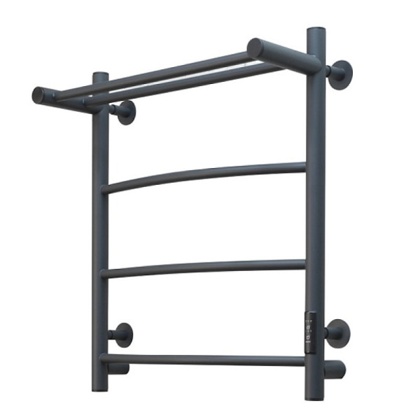 Полотенцесушитель электрический с полочкой (лесенка) Тругор Пэк сп 5 П 60х50 см, графит. Фото 1