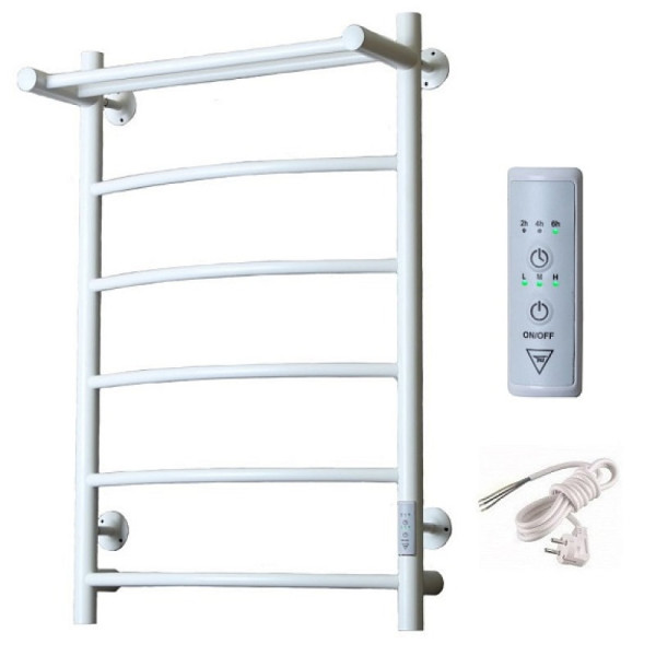 Полотенцесушитель электрический с полочкой (лесенка) Тругор Пэк сп 5 П 80х50 см, белый. Фото 1