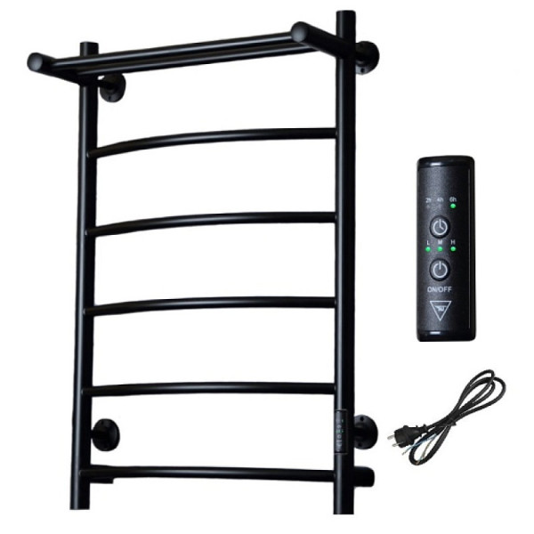 Полотенцесушитель электрический с полочкой (лесенка) Тругор Пэк сп 5 П 80х50 см, черный. Фото 1