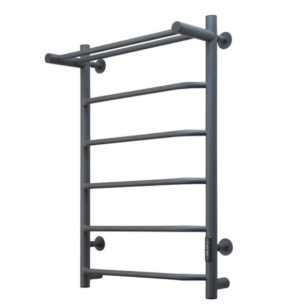 Полотенцесушитель электрический с полочкой (лесенка) Тругор Пэк сп 6 П 80х50 см, графит. Фото 1