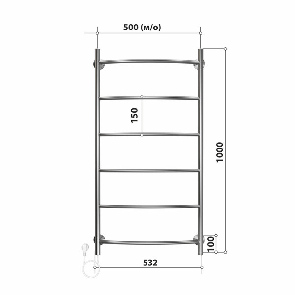 Полотенцесушитель электрический Stelmix 100x50 см, дуга. Фото 2