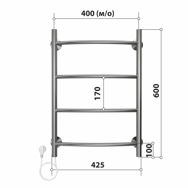 Полотенцесушитель электрический Stelmix 60x40 см, дуга. Фото 2