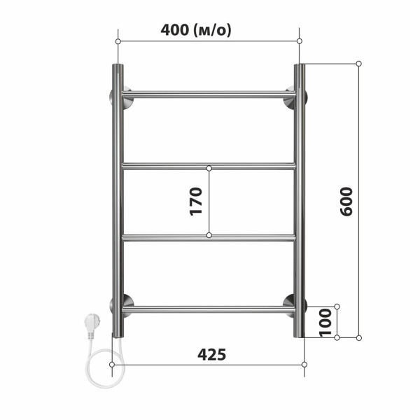 Полотенцесушитель электрический Stelmix 60x40 см, прямой. Фото 2