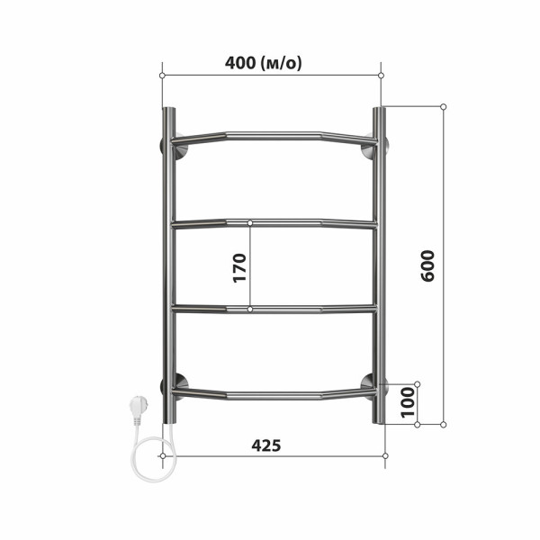 Полотенцесушитель электрический Stelmix 60x40 см, трапеция. Фото 2