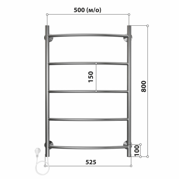 Полотенцесушитель электрический Stelmix 80x50 см, дуга. Фото 2