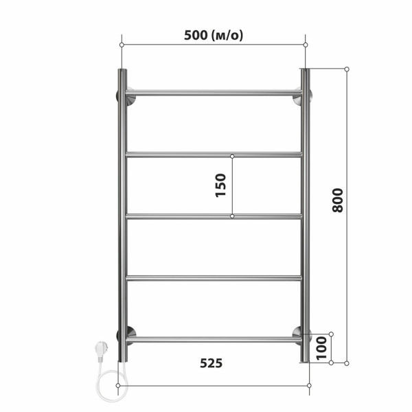 Полотенцесушитель электрический Stelmix 80x50 см, прямой. Фото 2
